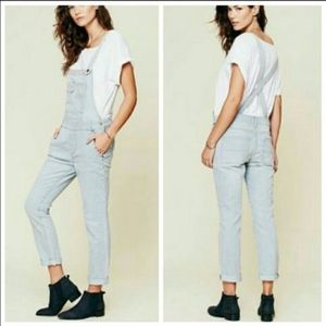 free people railroad stripe overalls